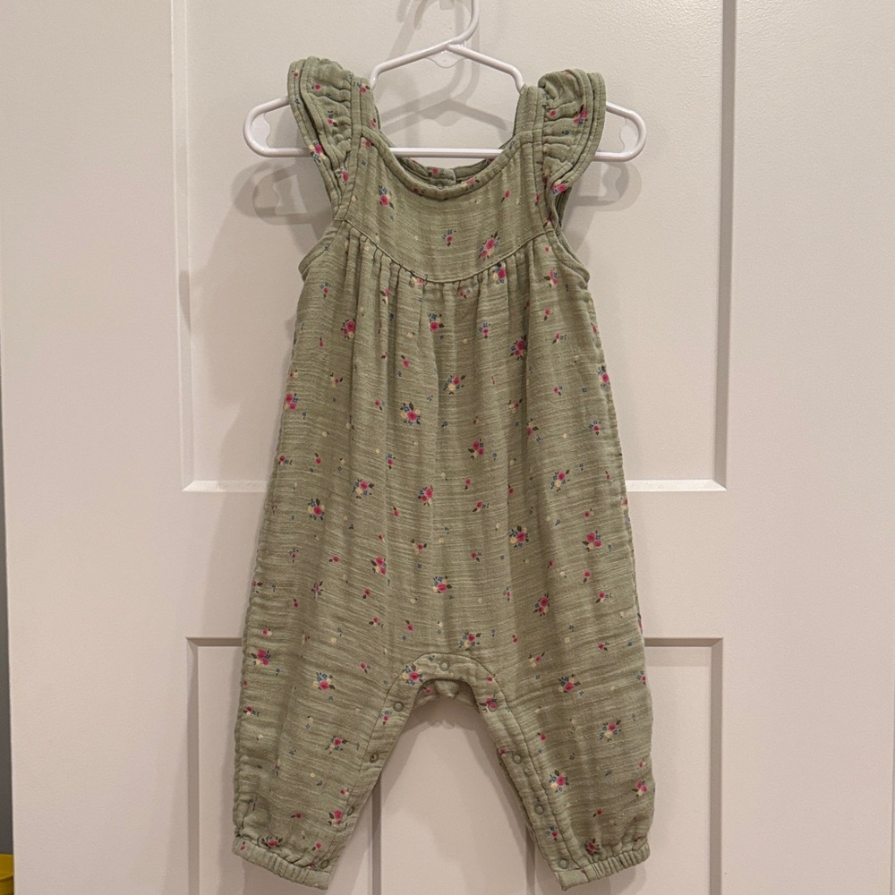 Cat & Jack Floral Kids Romper in Olive Green